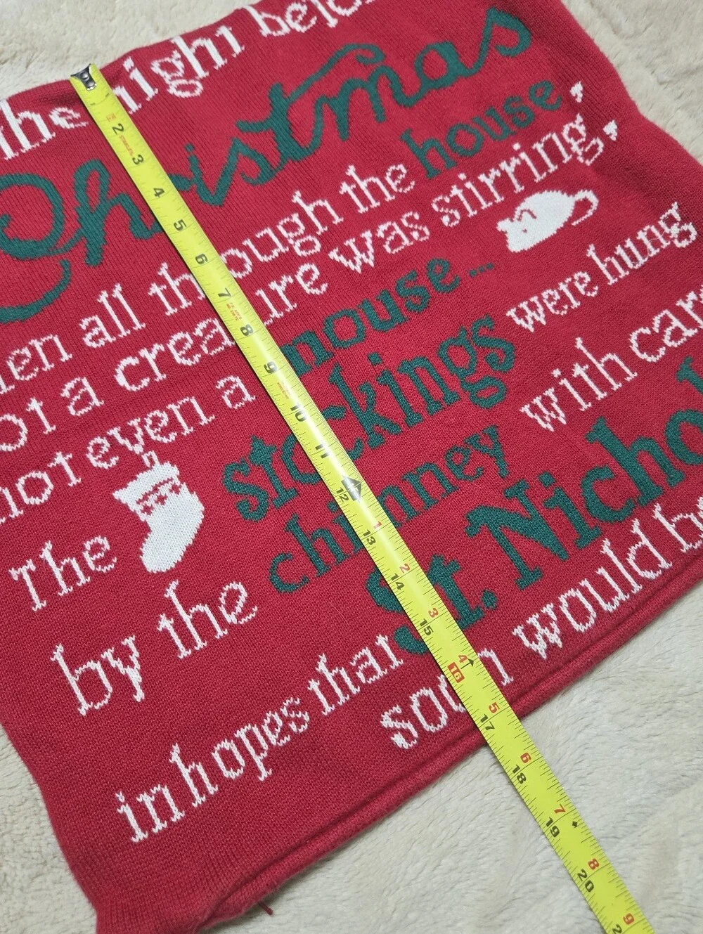 Christmas pillow case “‘Twas the Night before Christmas”, throw cover only
